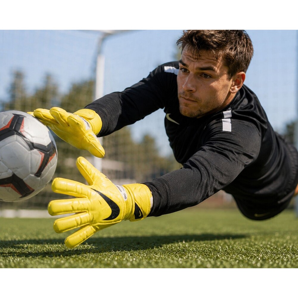 Nike Goalkeeper Gloves Mens 7 Yellow Vapor Grip 3 ACC Swoosh Soccer